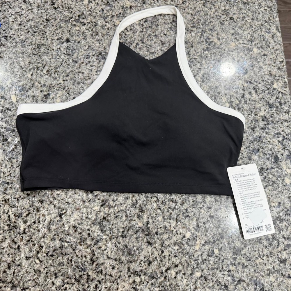 NWT Lululemon Nulu Cropped Halter Tank Top *Light Support, A/B Cup Black